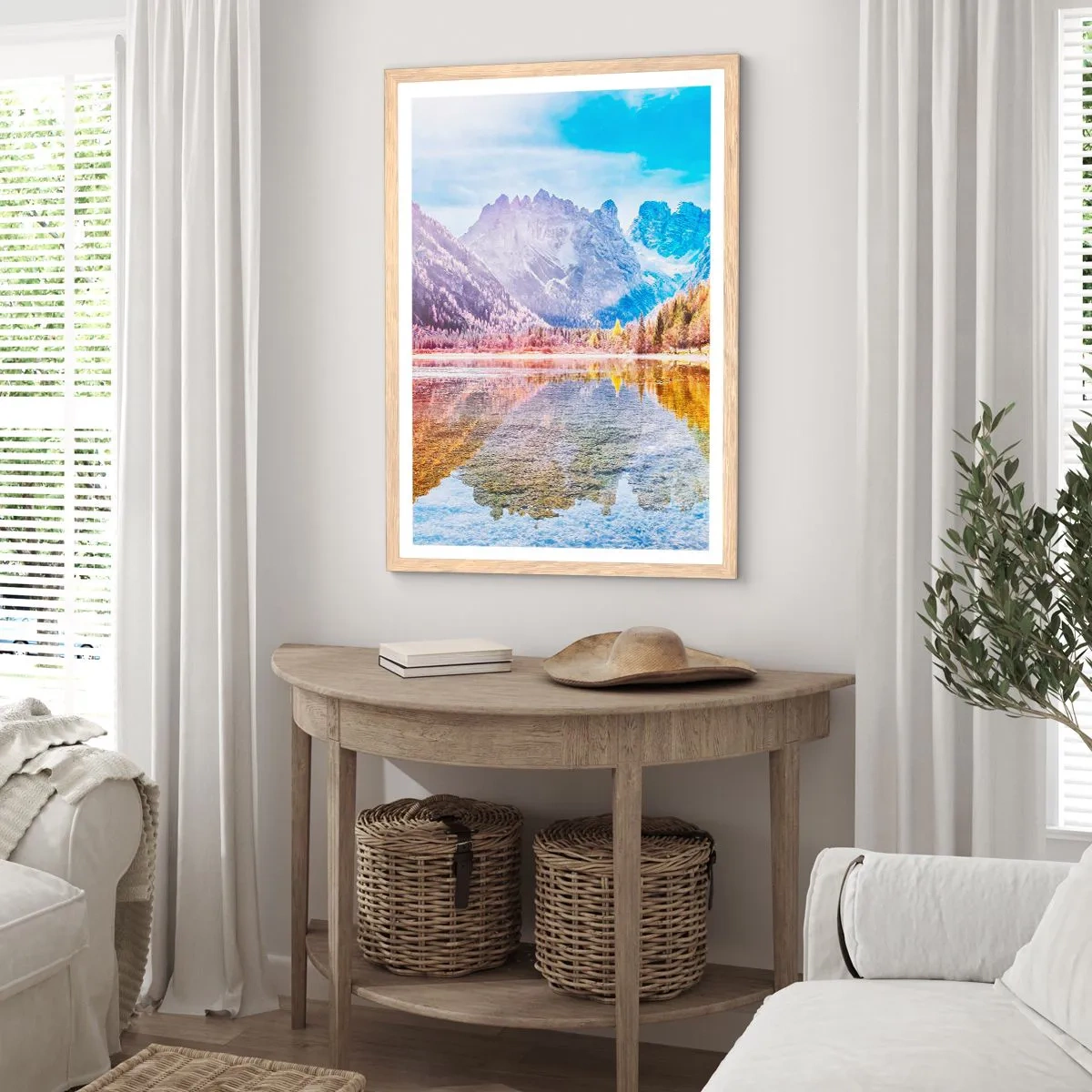 Affiche dans un chêne clair - Poster - C'est déjà le printemps à la montagne - 61x91 cm