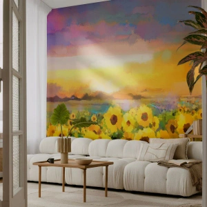 Papier Peint Photo Standard Eco - Le soleil lui-même est descendu sur terre - Champ de tournesol, tournesol, Nature - 300x210 cm