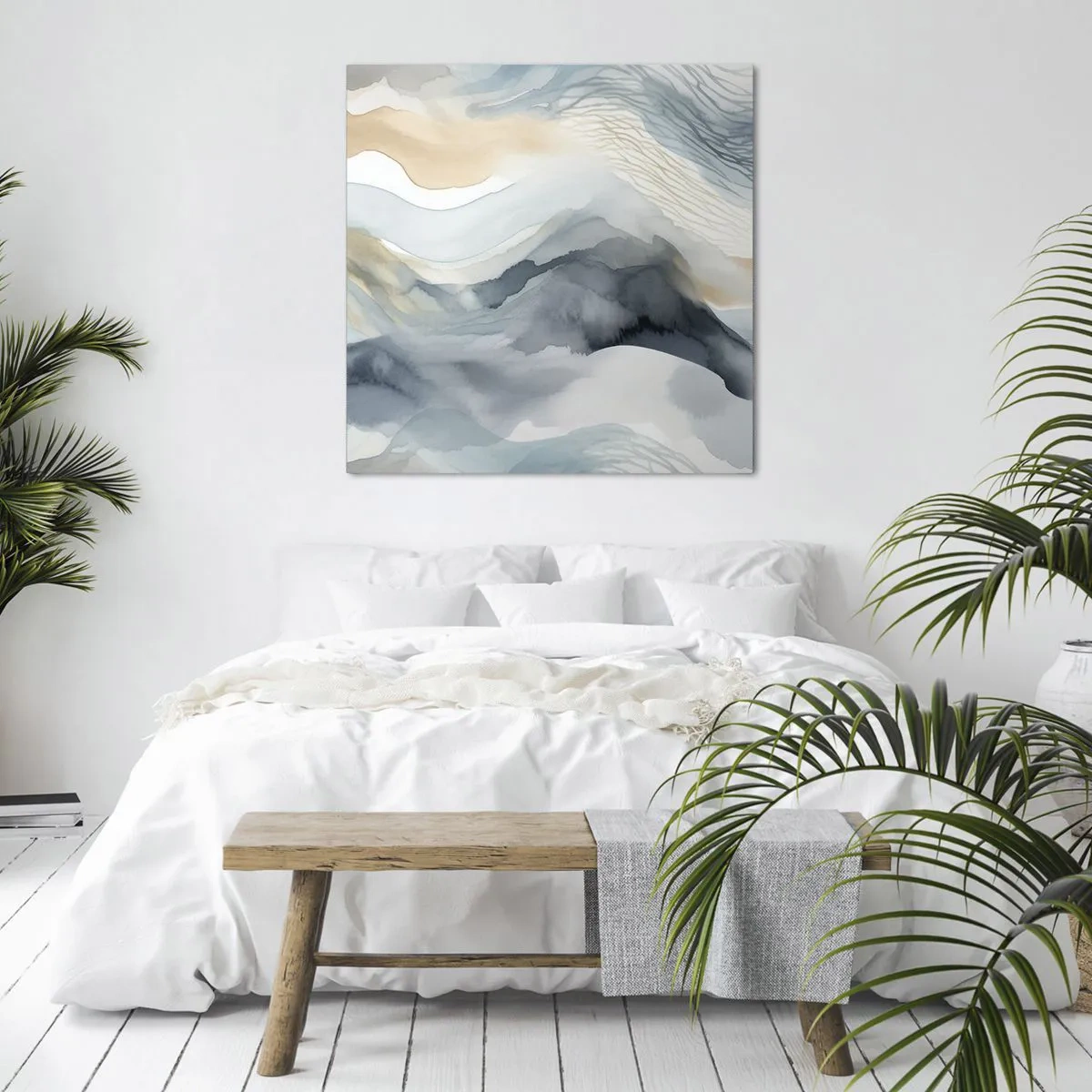 Impression sur toile - Image sur toile - Abstraction enneigée et brumeuse - 30x30 cm