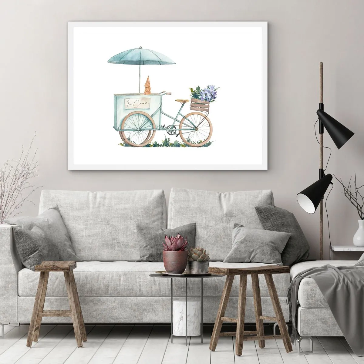 Affiche dans un cadre blanc - Poster - Doux souvenir d'été - 50x40 cm