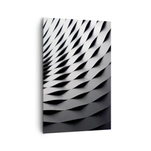 Impression sur toile - Image sur toile - Motif géométrique abstrait dans des tons de noir et blanc - 80x120cm - A la surface des vagues - Décoration murale moderne pour le salon et la chambre ARTTOR