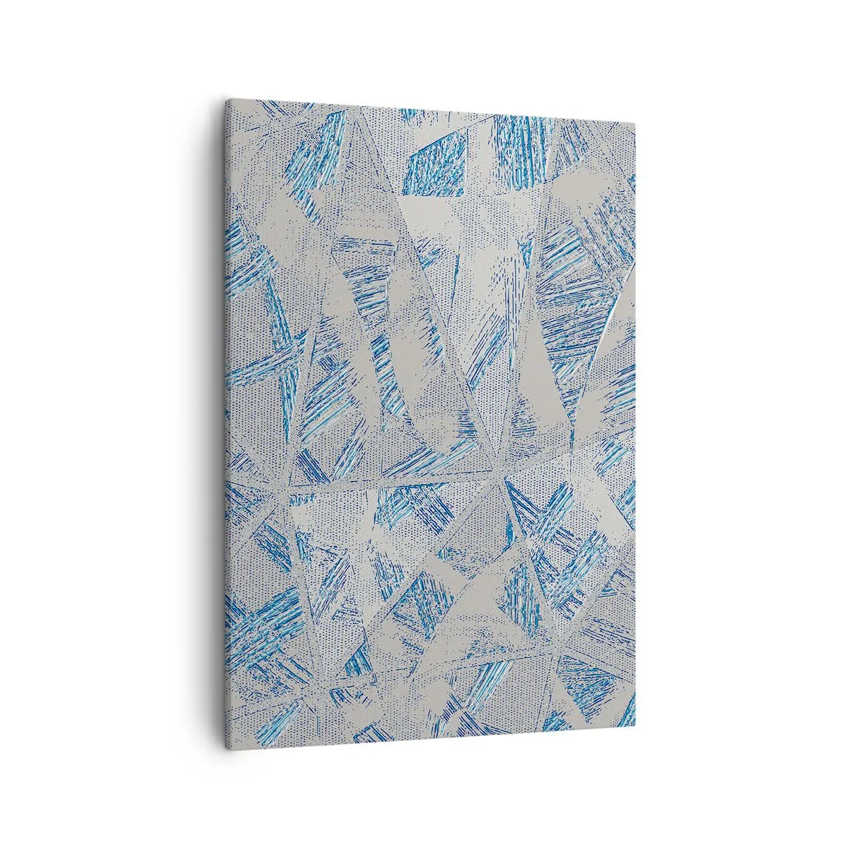 Impression sur toile - Image sur toile - Motifs géométriques dans les tons de bleu et de gris - 50x70cm - Dans un labyrinthe bleu-gris - Décoration murale moderne pour le salon et la chambre ARTTOR