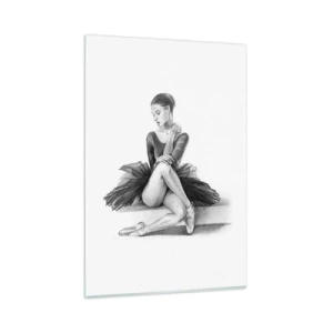 Impression sur verre - Image sur verre - Un croquis d'une ballerine dans un style subtil et classique - 80x120cm - Envoutée par la danse - Décoration murale moderne pour le salon et la chambre ARTTOR