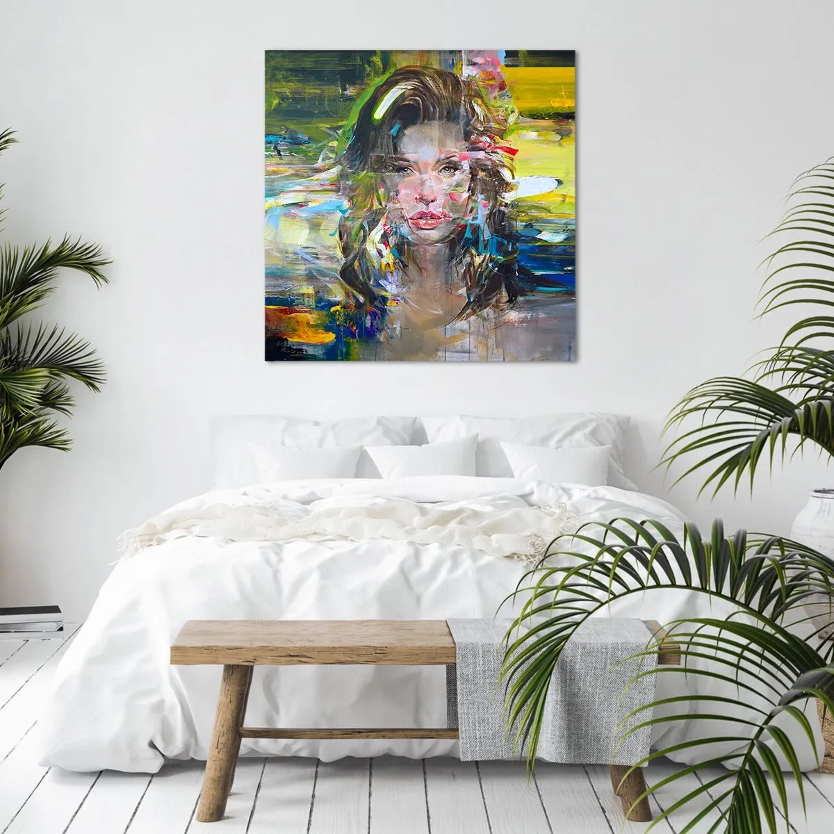 Impression sur toile - Image sur toile - Derrière l'air, un rideau - 40x40 cm