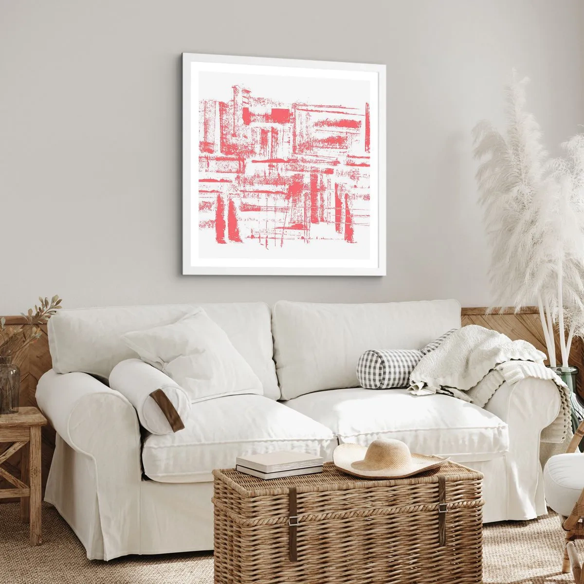 Affiche dans un cadre blanc - Poster - La ville rouge - 40x40 cm