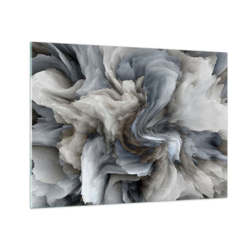 Impression sur verre - Image sur verre - Une composition abstraite ressemblant à des plumes tourbillonnantes - 70x50cm - Pierre et fleur - Décoration murale moderne pour le salon et la chambre ARTTOR