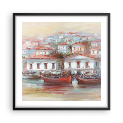 Affiche dans un cadre noir - Poster - Petite ville heureuse - 50x50 cm