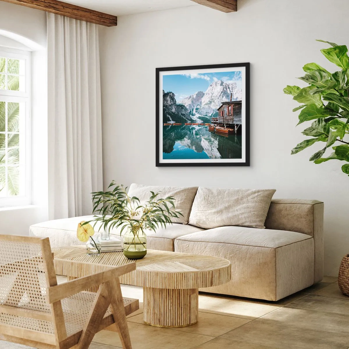 Affiche dans un cadre noir - Poster - Un matin cristallin en montagne - 60x60 cm