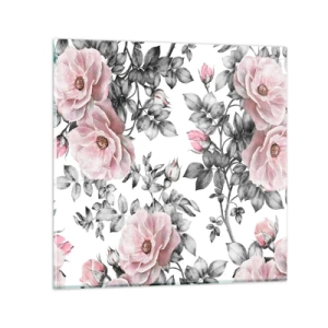Impression sur verre - Image sur verre - Se perdre dans les fleurs des roses - 70x70 cm