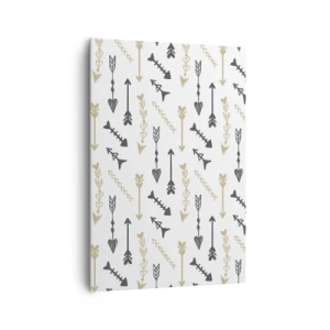 Impression sur toile - Image sur toile - Un motif minimaliste avec des flèches aux couleurs beige et grise. - 70x100cm - Le rêve de l'archer - Décoration murale moderne pour le salon et la chambre ARTTOR