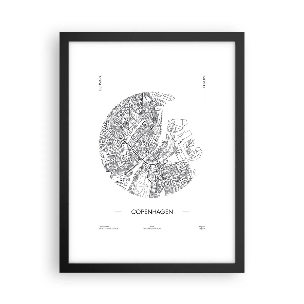 Affiche dans un cadre noir - Poster - Anatomie de Copenhague - 30x40 cm