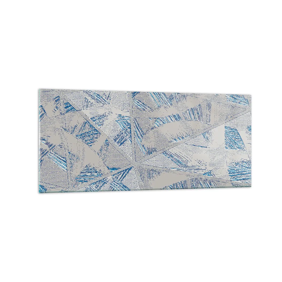 Impression sur verre - Image sur verre - Motifs géométriques dans les tons de bleu et de gris - 120x50cm - Dans un labyrinthe bleu-gris - Décoration murale moderne pour le salon et la chambre ARTTOR