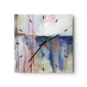 Horloge murale - Pendule murale - Une composition abstraite de couleurs avec un effet de reflet sur la toile. - 30x30cm - Impressions et associations colorées - Décoration murale moderne pour le salon et la chambre ARTTOR