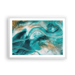 Affiche dans un cadre blanc - Poster - Rivière d'or - 70x50 cm