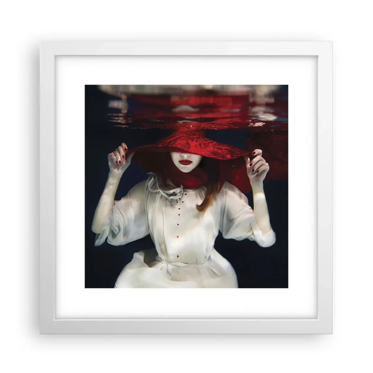 Affiche dans un cadre blanc - Poster - Femme mystérieuse - 30x30 cm