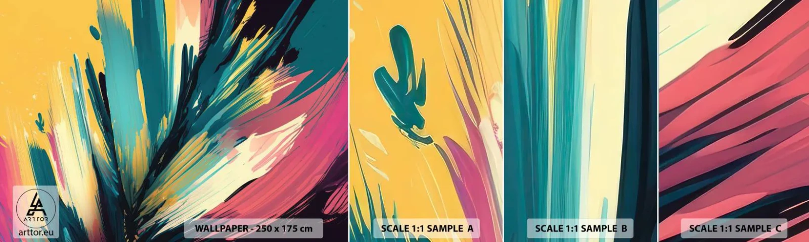 Échantillon De Papier Peint Standard Eco - Composition – une explosion de joie - Abstractionnisme, Morceau, Moderne - 100x30 cm