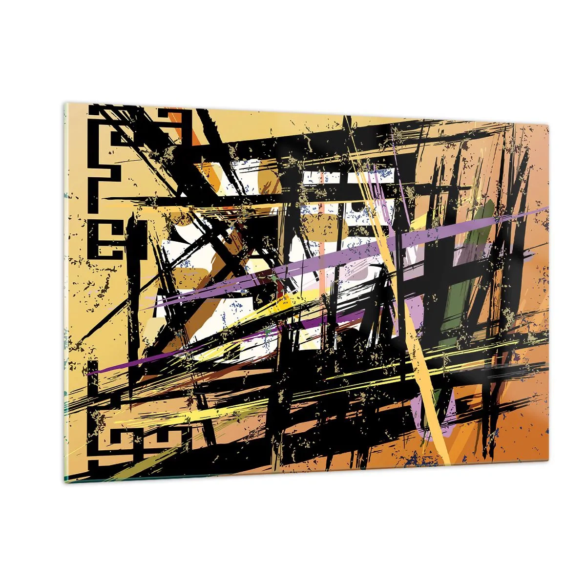 Impression sur verre - Image sur verre - Composition géométrique abstraite aux lignes nettes - 120x80cm - Une coupe nette - Décoration murale moderne pour le salon et la chambre ARTTOR