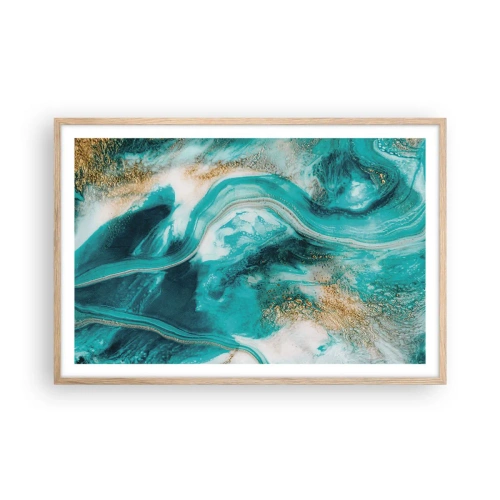 Affiche dans un chêne clair - Poster - Rivière d'or - 91x61 cm