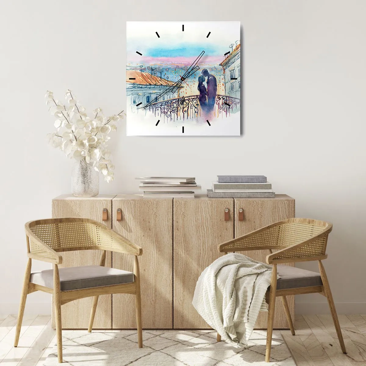 Horloge murale - Pendule murale - Amoureux de Paris - 40x40 cm