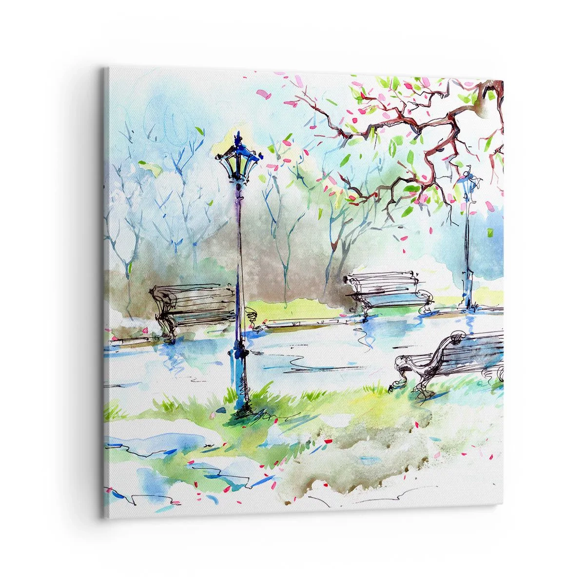 Impression sur toile - Image sur toile - Le charme du silence d'un parc - 60x60 cm