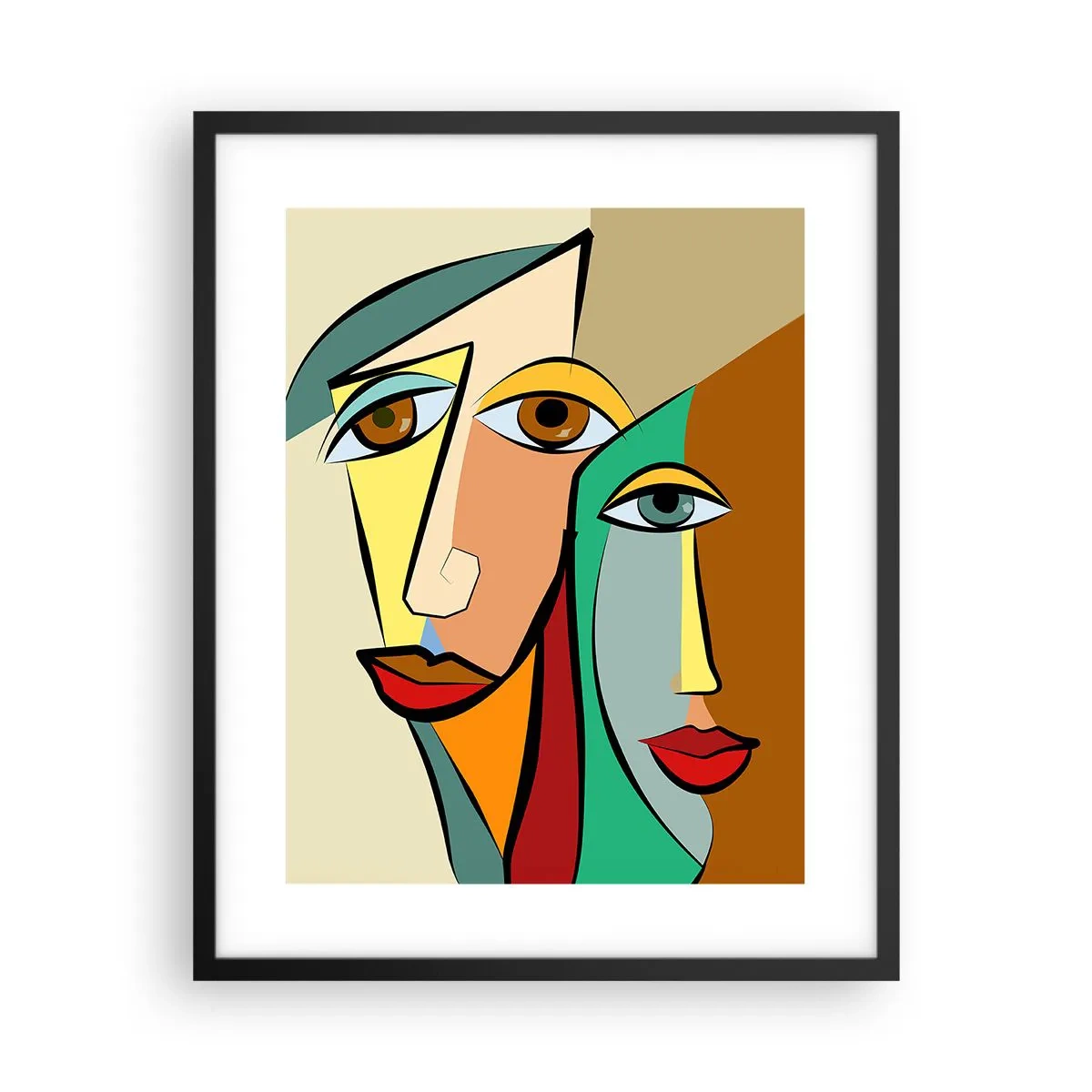 Affiche dans un cadre noir - Poster - Couple cubiste - 40x50 cm