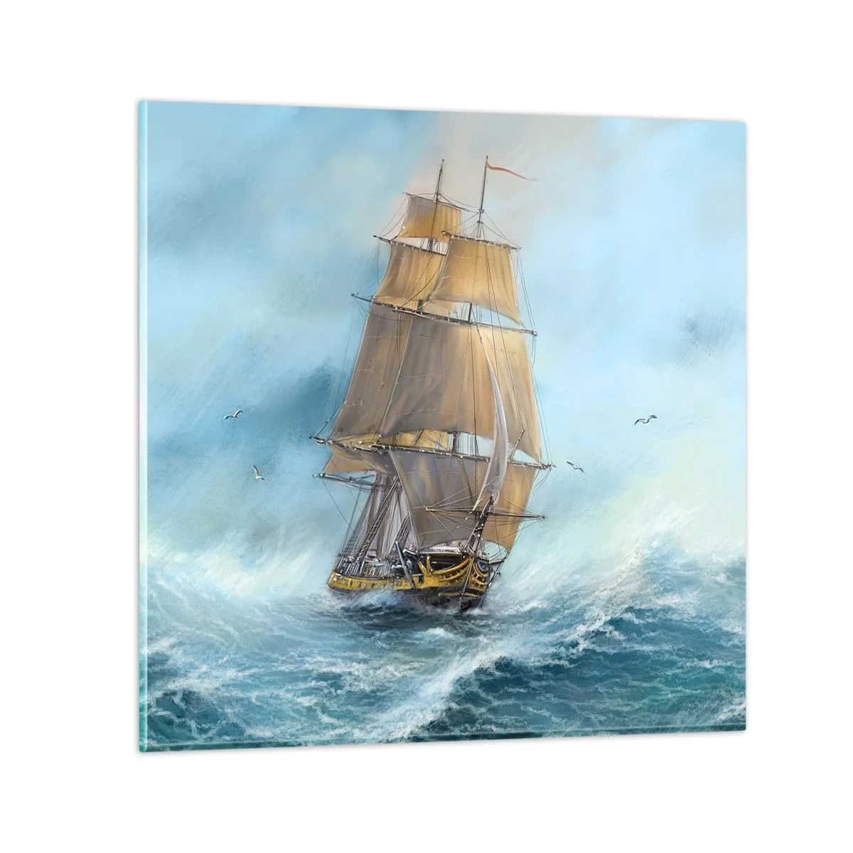 Impression sur verre - Image sur verre - Se précipitant sur les vagues - 40x40 cm