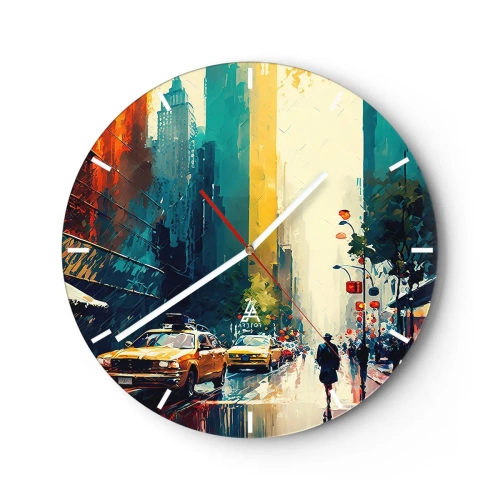 Horloge murale - Pendule murale - New York – ici même la pluie est colorée - 40x40 cm
