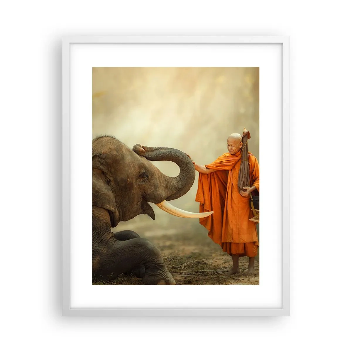 Affiche dans un cadre blanc - Poster - Rencontre en voyageant - 40x50 cm