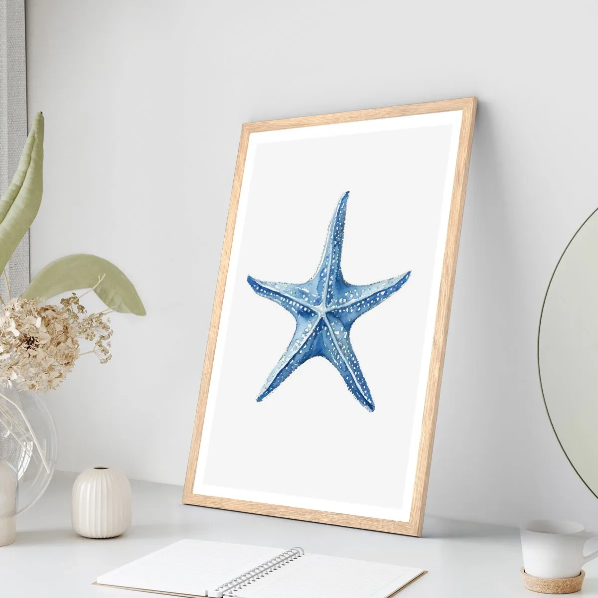 Affiche dans un chêne clair - Poster - Étoile de mer - 40x50 cm