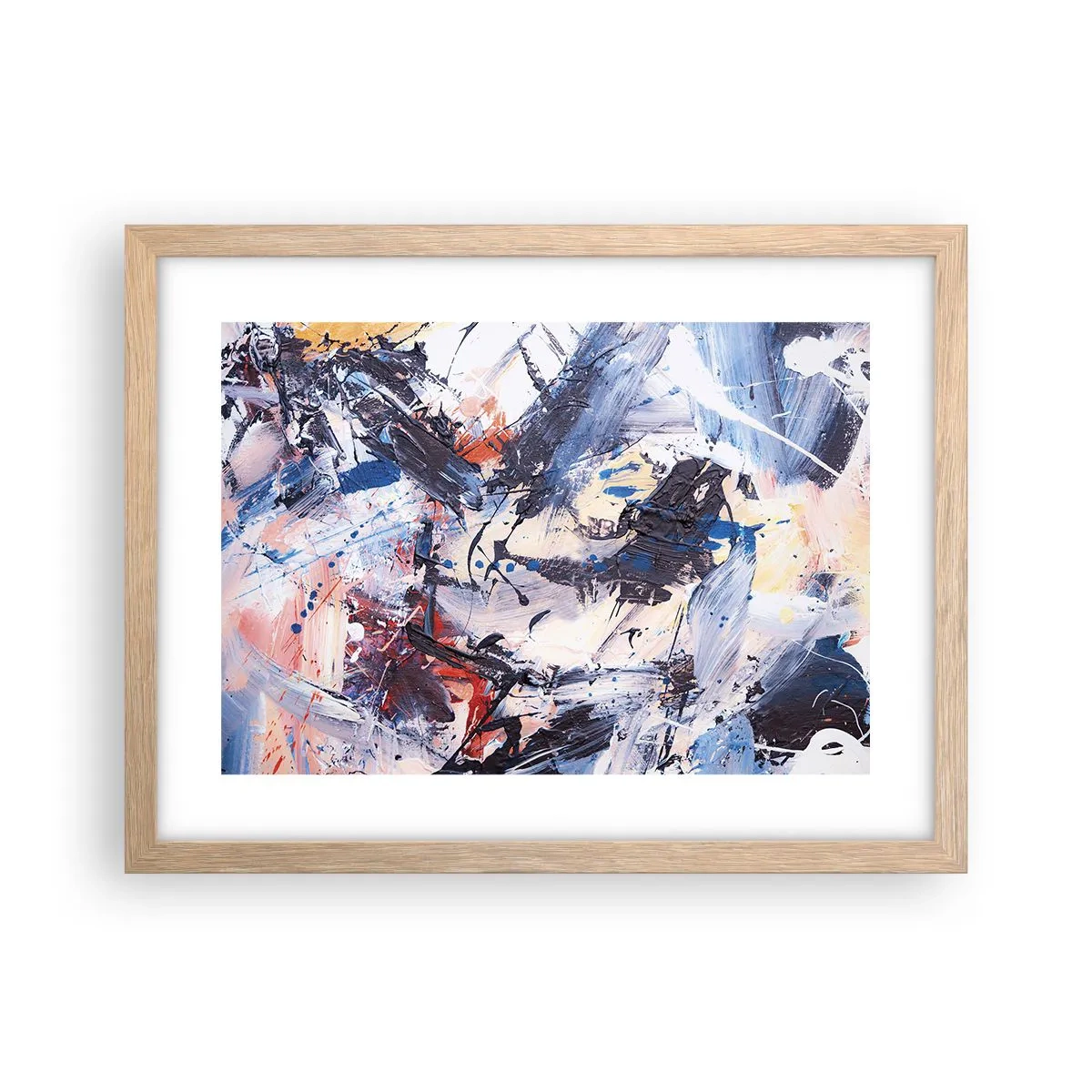 Affiche dans un chêne clair - Poster - La danse folle de l'abstrait - 40x30 cm