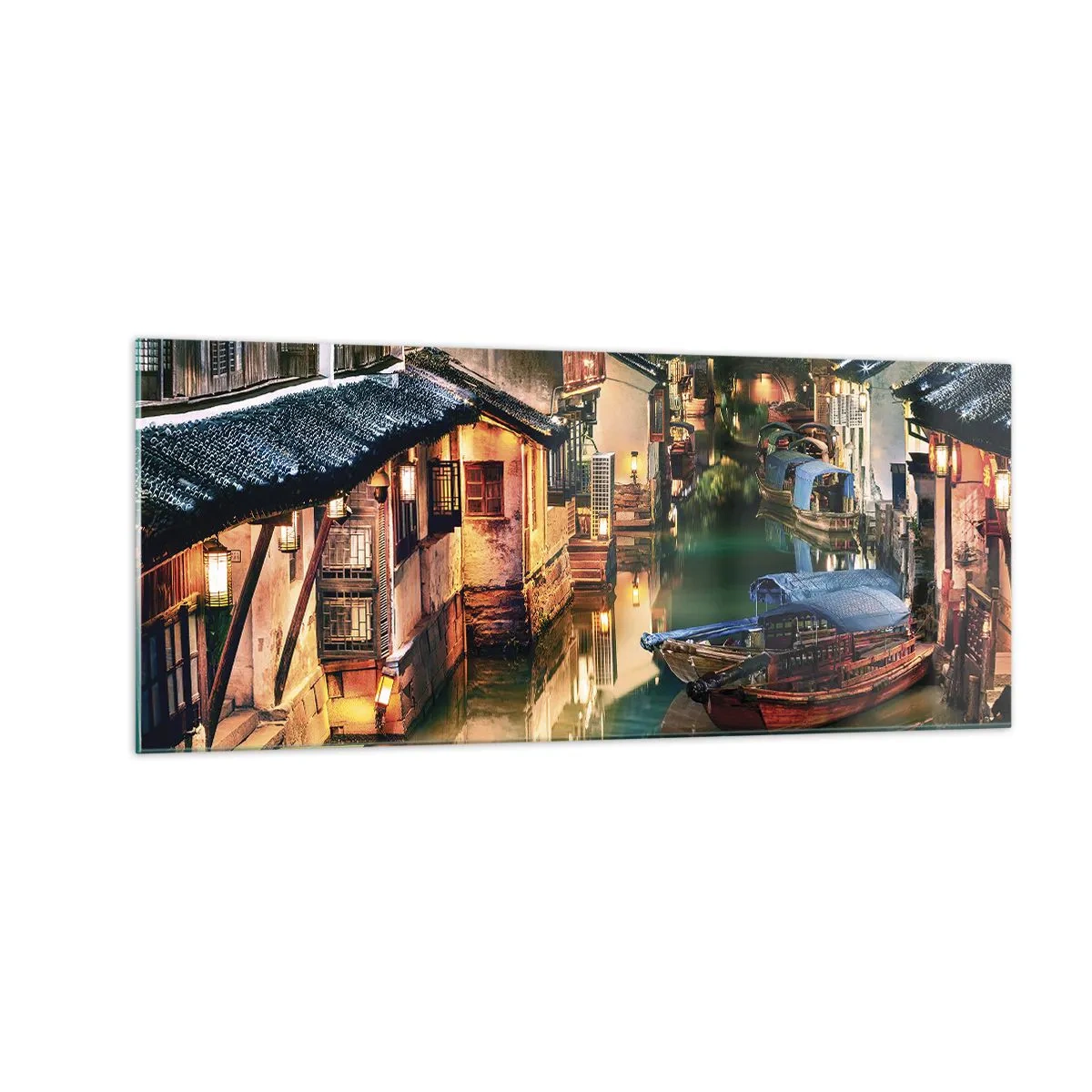 Impression sur verre - Image sur verre - Soirée dans une rue chinoise - 100x40 cm