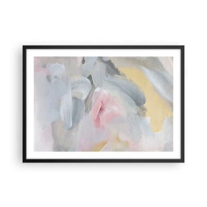 Affiche dans un cadre noir - Poster - Coups de pastel abstraits dans des tons de rose et de gris. - 70x50cm - Dans un monde pastel - Décoration murale moderne pour le salon et la chambre ARTTOR