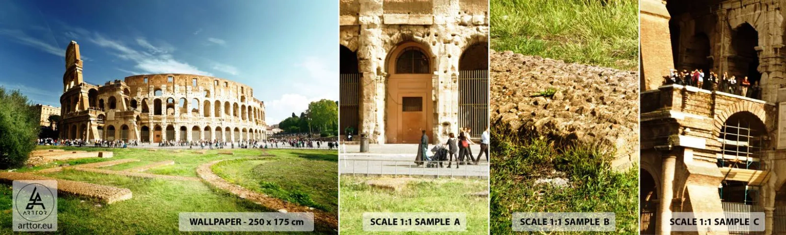 Échantillon de Papier Peint Autocollant Deluxe Sticker - On entend encore la détonation de l'arme - Colisée, Rome, Architecture - 100x30 cm