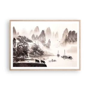 Affiche dans un chêne clair - Poster - Le quotidien exotique de l'Orient - 100x70 cm