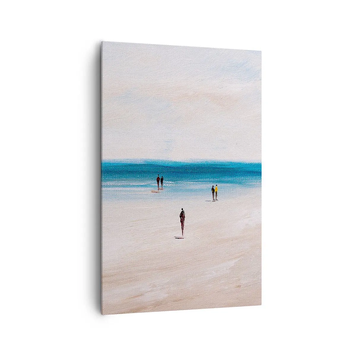 Impression sur toile - Image sur toile - Une plage avec des gens sur fond de mer calme - 80x120cm - Un besoin naturel - Décoration murale moderne pour le salon et la chambre ARTTOR