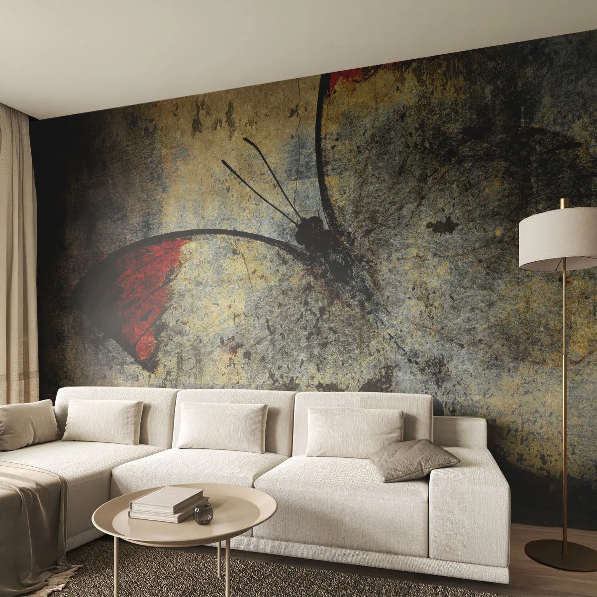 Papier Peint Autocollant Deluxe Sticker - Regarde avant que je disparaisse - Abstraction, Papillon, Morceau - 350x256 cm