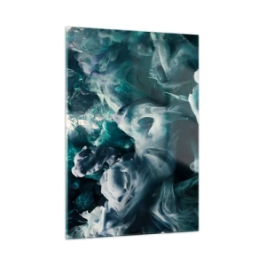 Impression sur verre - Image sur verre - La danse des peintures dans l'eau crée des formes abstraites - 50x70cm - Mouvement des couleurs - Décoration murale moderne pour le salon et la chambre ARTTOR