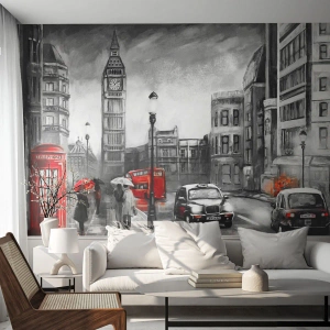 Papier Peint Autocollant Deluxe Sticker - Pas du tout une ville grise - Londres, Ville, Architecture - 200x140 cm