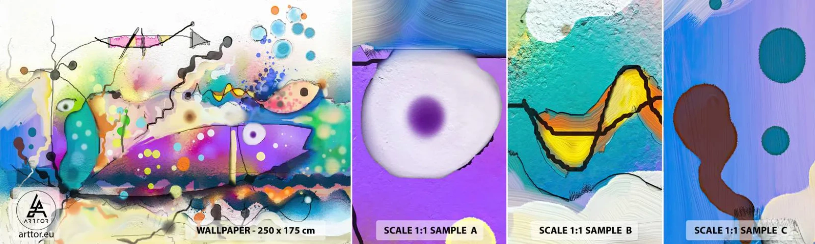 Échantillon De Papier Peint Standard Eco - Sans mots! - Abstraction, Poisson, Graphique - 100x30 cm