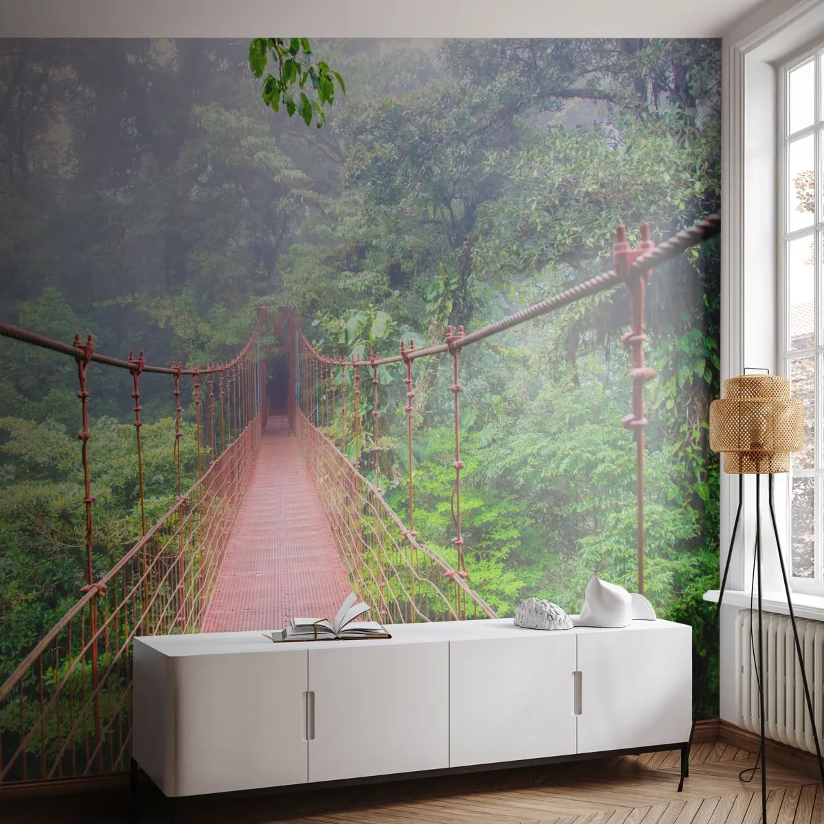 Papier Peint Photo Premium Sand - Suspendu sur les couronnes - Paysage, Jungle, Costa Rica - 100x70 cm