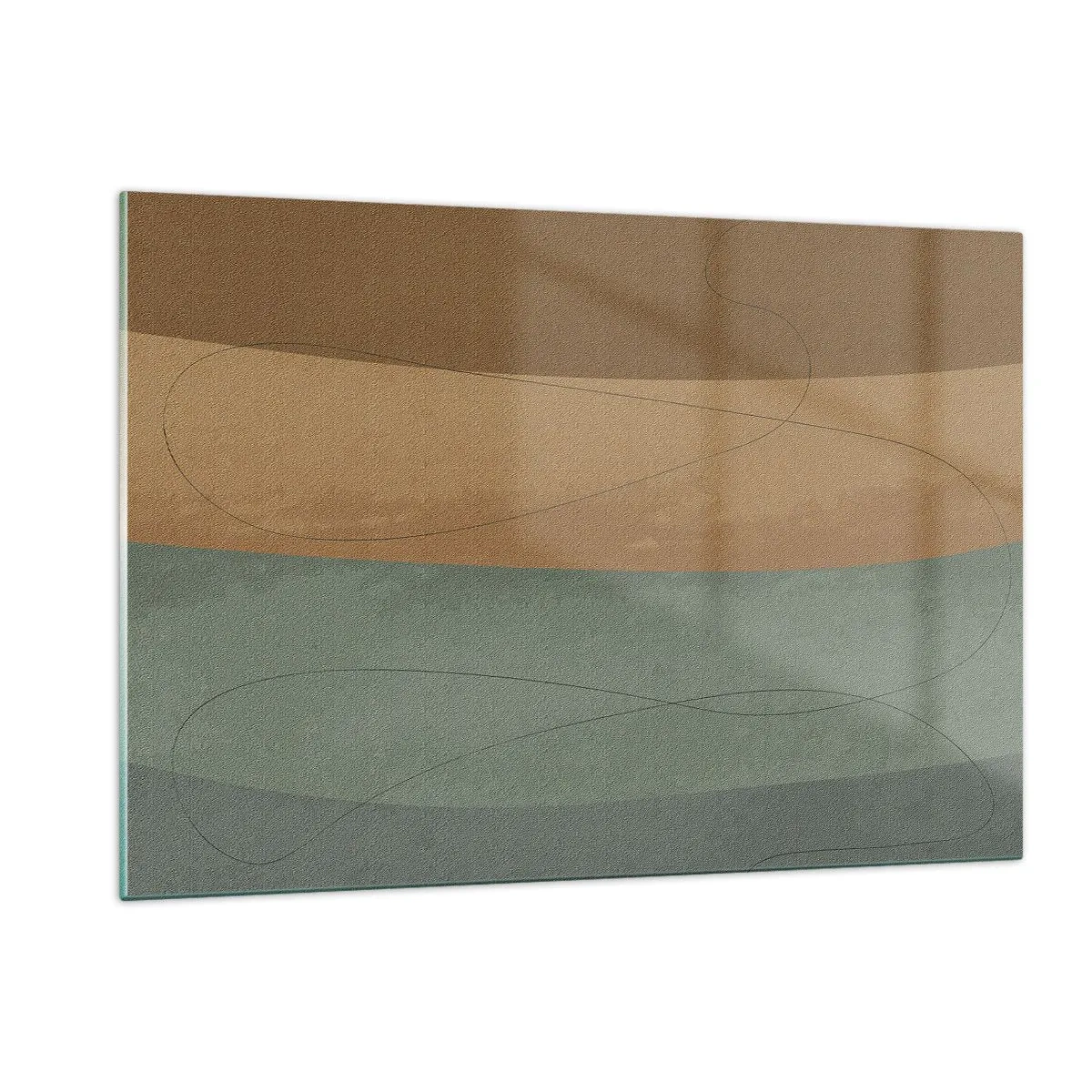 Impression sur verre - Image sur verre - Rayures abstraites aux tons terreux - 120x80cm - Composition horizontale - Décoration murale moderne pour le salon et la chambre ARTTOR