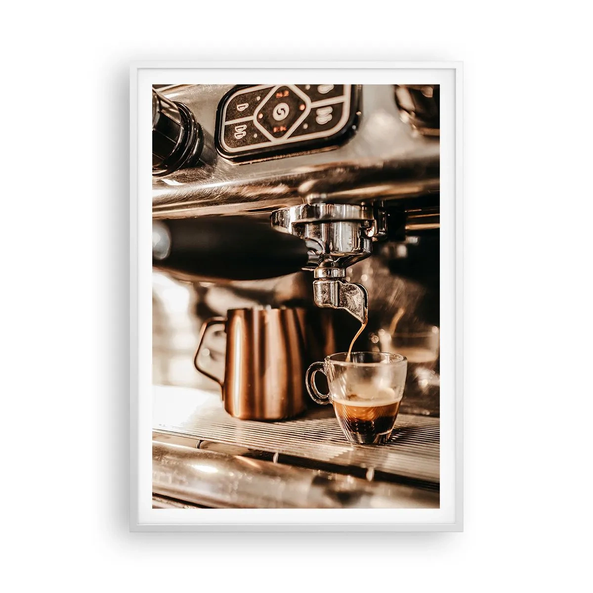 Affiche dans un cadre blanc - Poster - Lueur de café - 70x100 cm