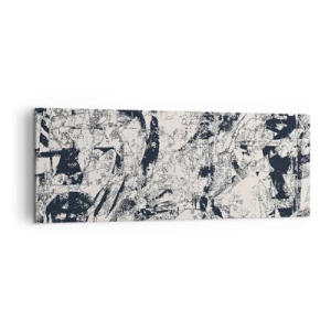 Impression sur toile - Image sur toile - Composition abstraite en noir et blanc avec une mise en page dynamique - 140x50cm - Interpénétration des contraires - Décoration murale moderne pour le salon et la chambre ARTTOR
