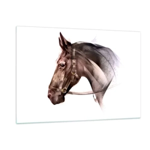 Impression sur verre - Image sur verre - Portrait de cheval de style artistique sur fond blanc - 120x80cm - Quelle grâce - Décoration murale moderne pour le salon et la chambre ARTTOR