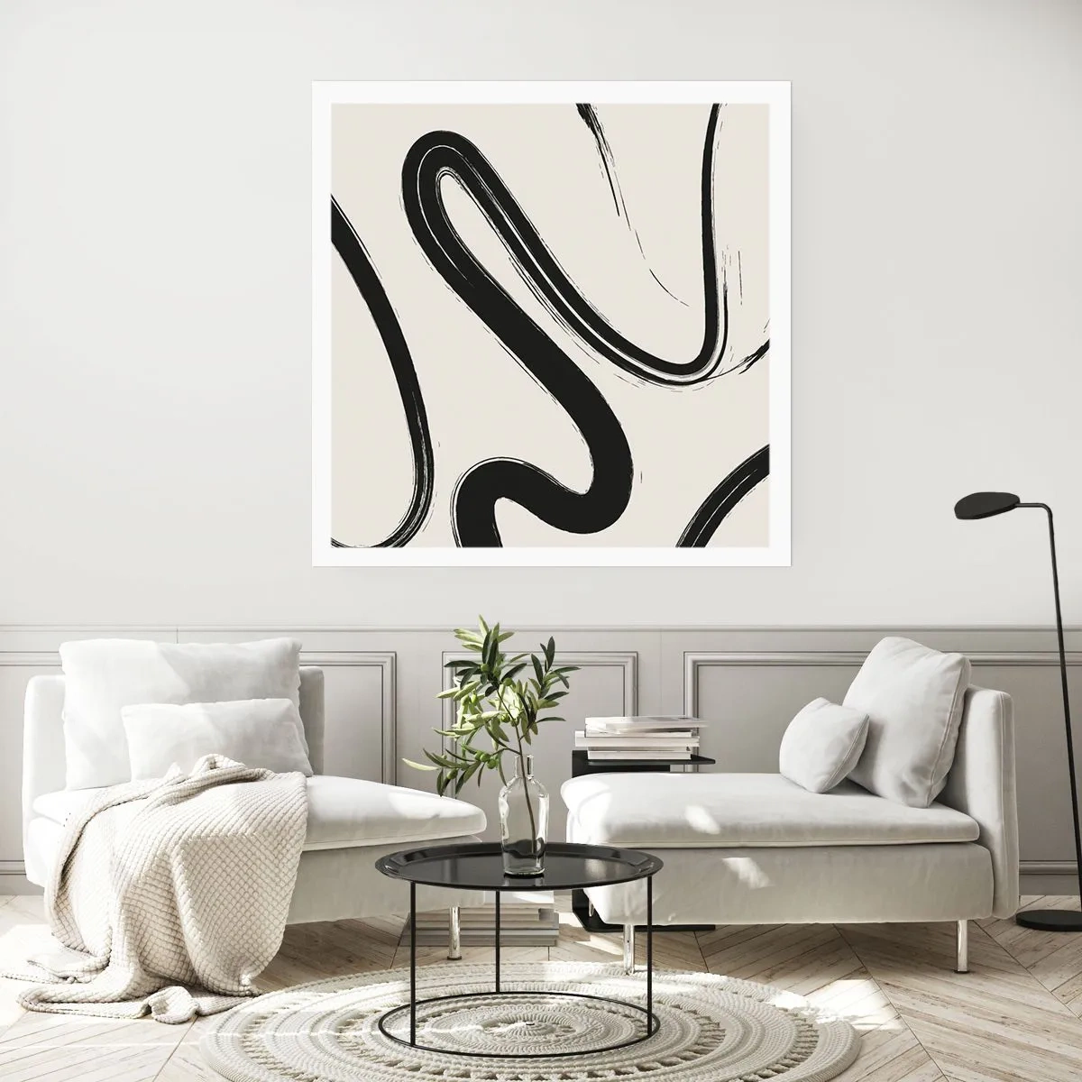 Affiche - Poster - Fantaisie en noir et blanc - 40x40 cm