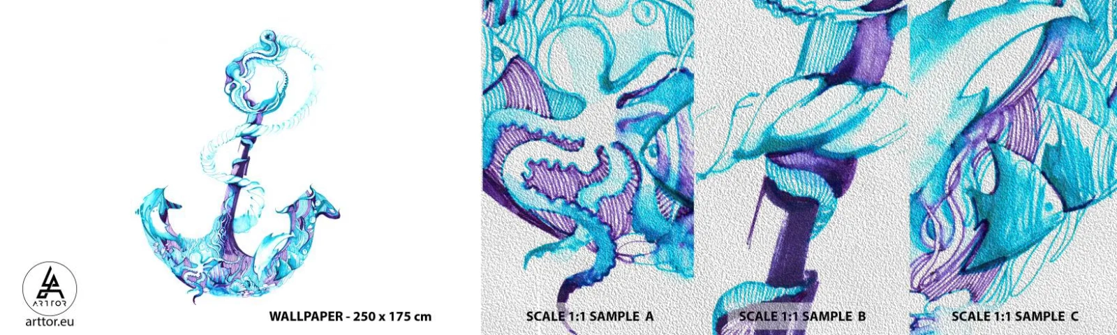 Échantillon de Papier Peint Premium Sand - Le confident des secrets de la mer - Abstraction, Ancre, Mer - 100x30 cm