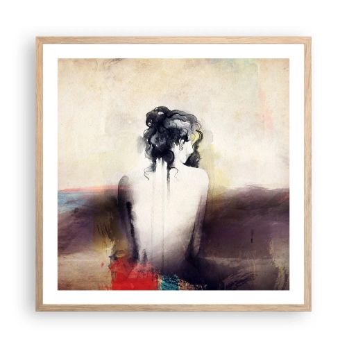 Affiche dans un chêne clair - Poster - Lignes lisses, formes ovales - 60x60 cm