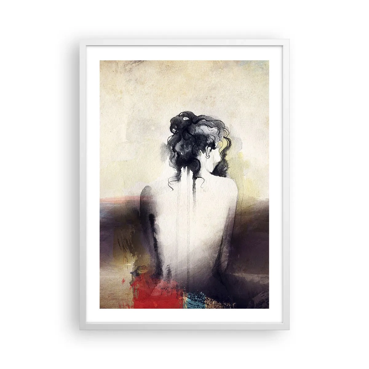 Affiche dans un cadre blanc - Poster - Lignes lisses, formes ovales - 50x70 cm