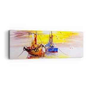 Impression sur toile - Image sur toile - Un repos bien mérité au port - 90x30 cm