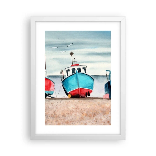 Affiche dans un cadre blanc - Poster - Prêt pour la pêche - 30x40 cm